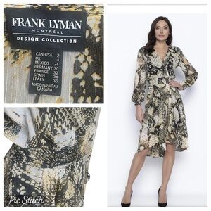 FRANK LYMAN Montreal design collection printed long sleeves dress size 2